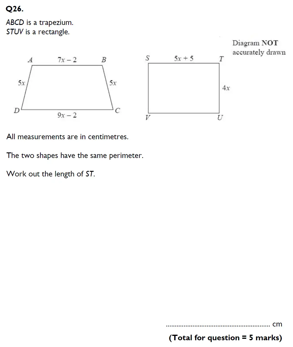 Question 26 - Aldenham School – 13 Plus Maths Sample Paper 1 2023