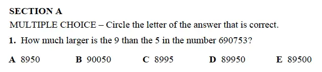 Question 1 - Alleyn’s School – 13 Plus Maths Sample Examination Paper 1 2023