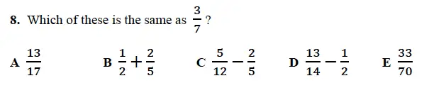 Question 8 - Alleyn’s School – 13 Plus Maths Sample Examination Paper 1 2023
