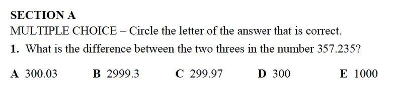 Question 1 - Alleyn’s School – 13 Plus Maths Sample Examination Paper 2 2023