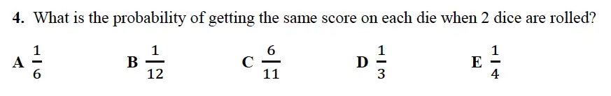 Question 4 - Alleyn’s School – 13 Plus Maths Sample Examination Paper 2 2023