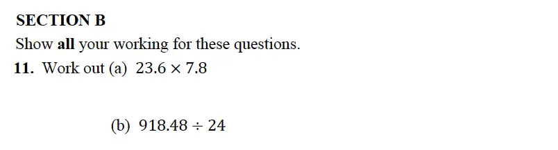 Question 11(11(a),11(b)) - Alleyn’s School – 13 Plus Maths Sample Examination Paper 2 2023