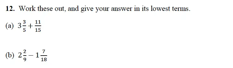 Question 12(12(a),12(b)) - Alleyn’s School – 13 Plus Maths Sample Examination Paper 2 2023