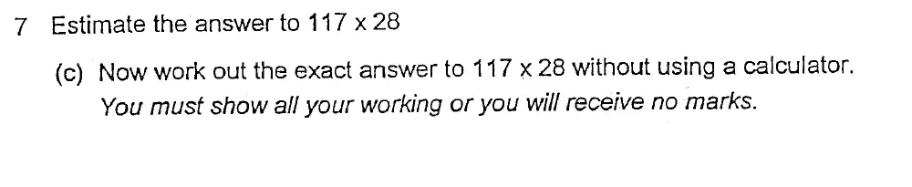 Question 7(c) - Alleyn's School – 13 Plus Maths Sample Paper 2023