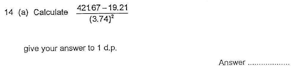 Question 14(a) - Alleyn's School – 13 Plus Maths Sample Paper 2023