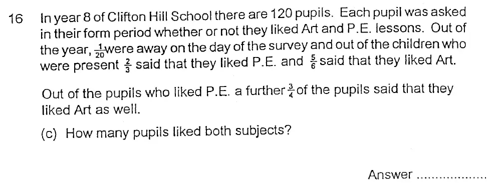 Question 16(c) - Alleyn's School – 13 Plus Maths Sample Paper 2023