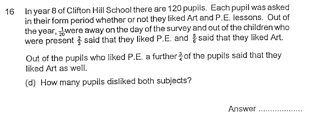 Question 16(d) - Alleyn's School – 13 Plus Maths Sample Paper 2023
