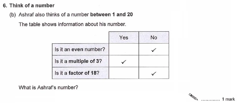 Question 06(b) - Ashford School Year 9 Maths Entrance Exam Sample Paper