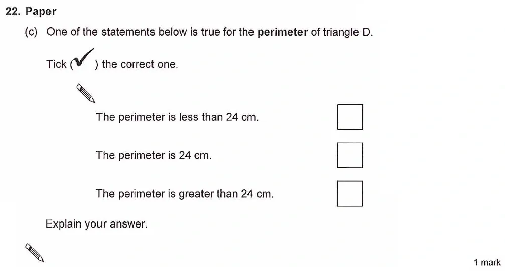 Question 22(c) - Ashford School Year 9 Maths Entrance Exam Sample Paper 2026