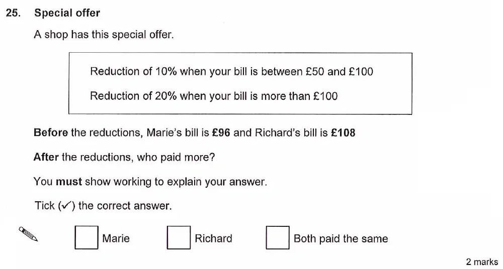 Question 25 - Ashford School Year 9 Maths Entrance Exam Sample Paper 2026
