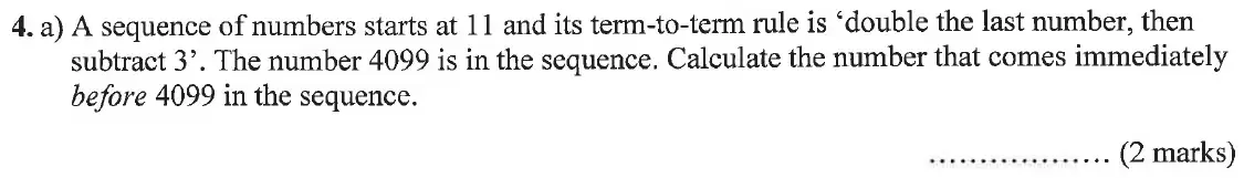 Question 4(a) - Bancroft's School – 13 Plus Maths Entrance Exam – Specimen Paper 2023