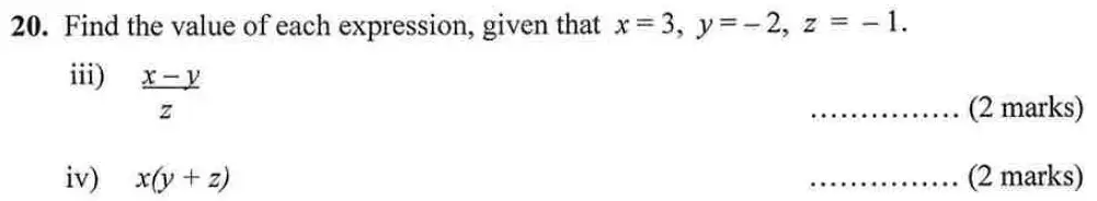 Question 20(iii,iv) - Bancroft's School – 13 Plus Maths Entrance Exam – Specimen Paper 2023