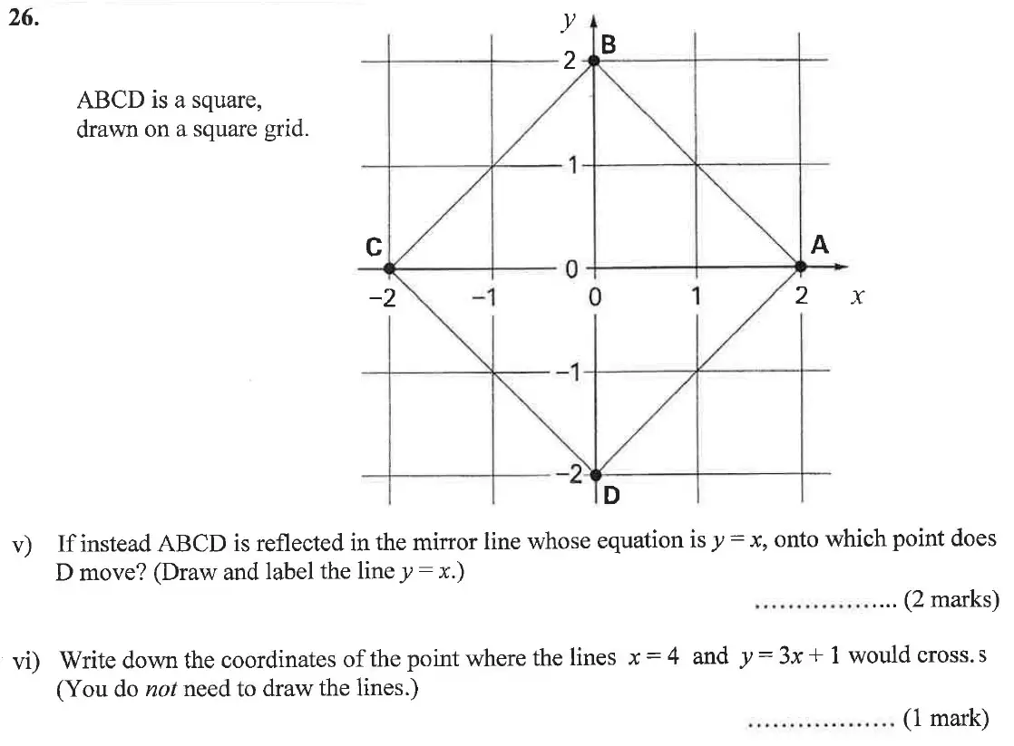 Question 26(v,vi) - Bancroft's School – 13 Plus Maths Entrance Exam – Specimen Paper 2023