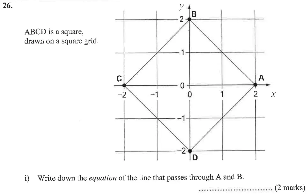 Question 26(i) - Bancroft's School – 13 Plus Maths Entrance Exam – Specimen Paper 2023