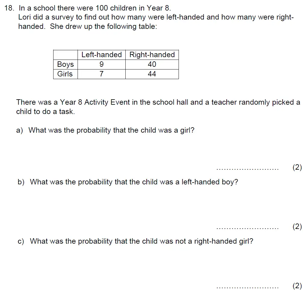 Question 2020 - Beneden School – 13 Plus Maths Scholarship Paper – 2020