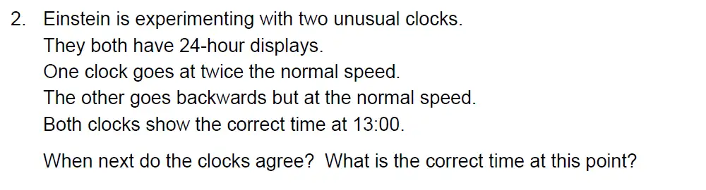 Question e2 - Benenden School - 13 Plus Maths Scholarship Paper 2022
