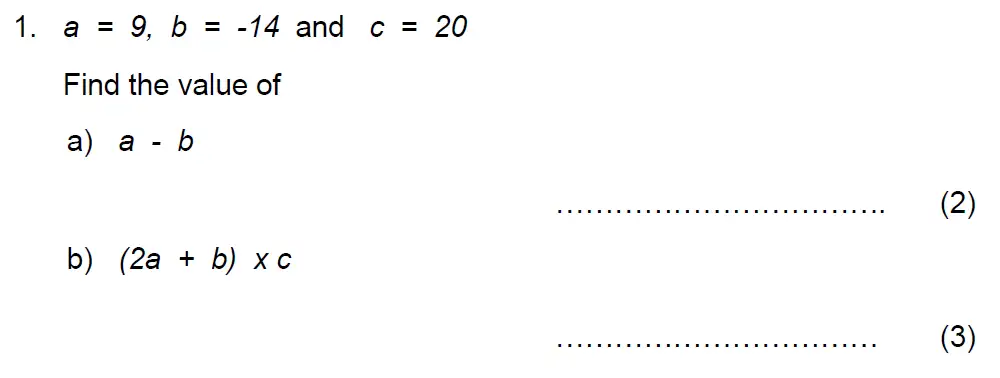Question 1(a,b) - Benenden School - 13 Plus Maths Scholarship Paper 2022