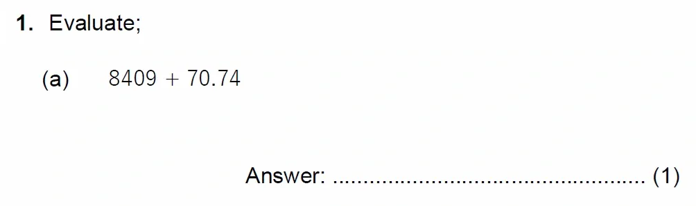 Question 01(a) - Chigwell School 13 Plus Maths Specimen Paper