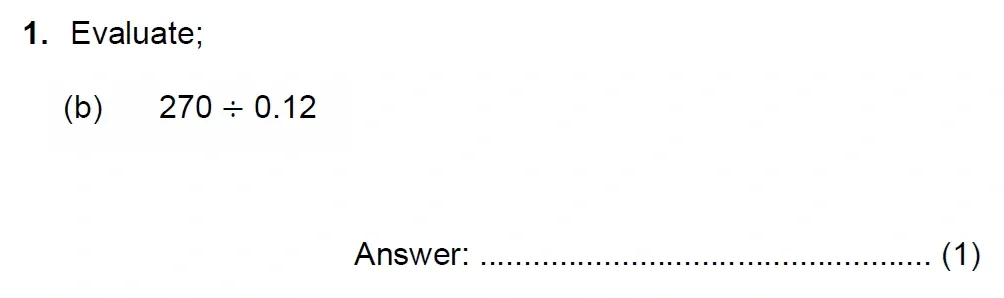 Question 01(b) - Chigwell School 13 Plus Maths Specimen Paper