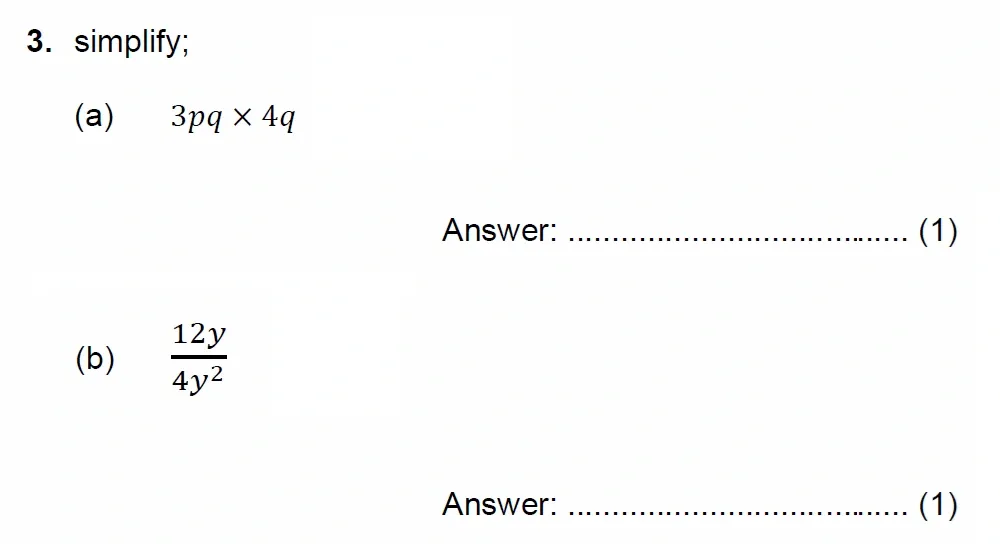 Question 03(a, b) - Chigwell School 13 Plus Maths Specimen Paper
