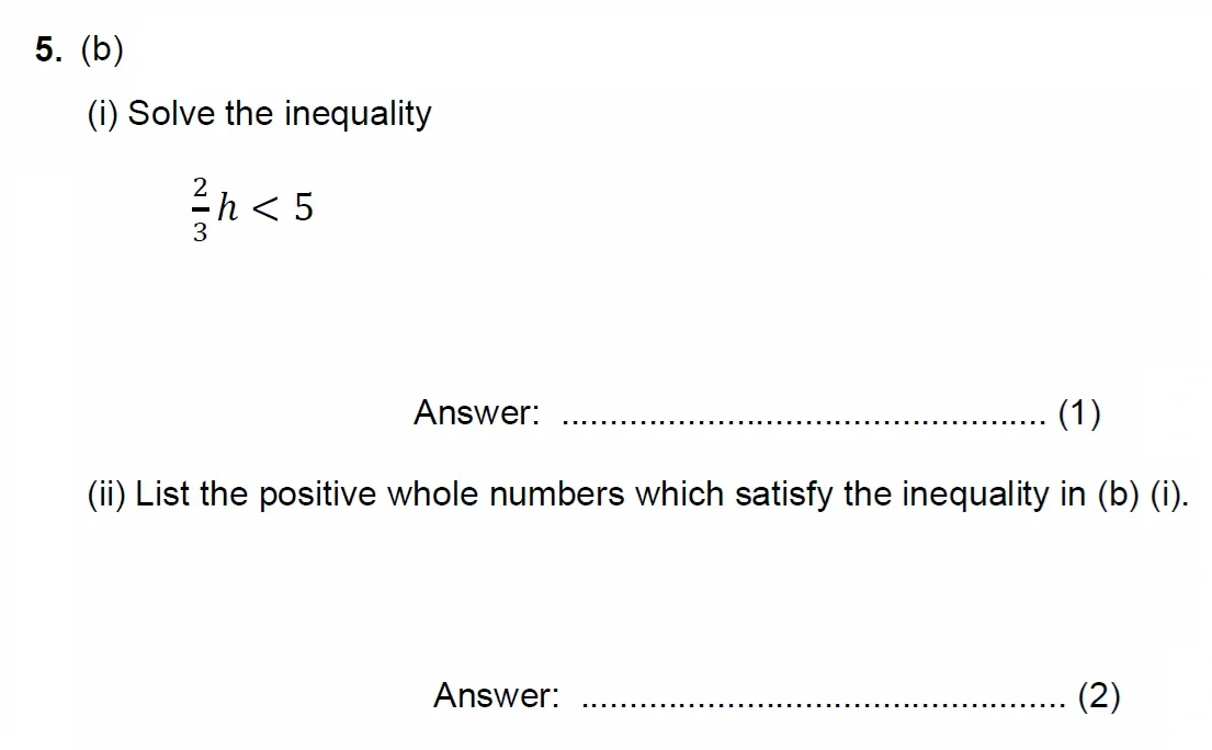 Question 05(b(i, ii)) - Chigwell School 13 Plus Maths Specimen Paper