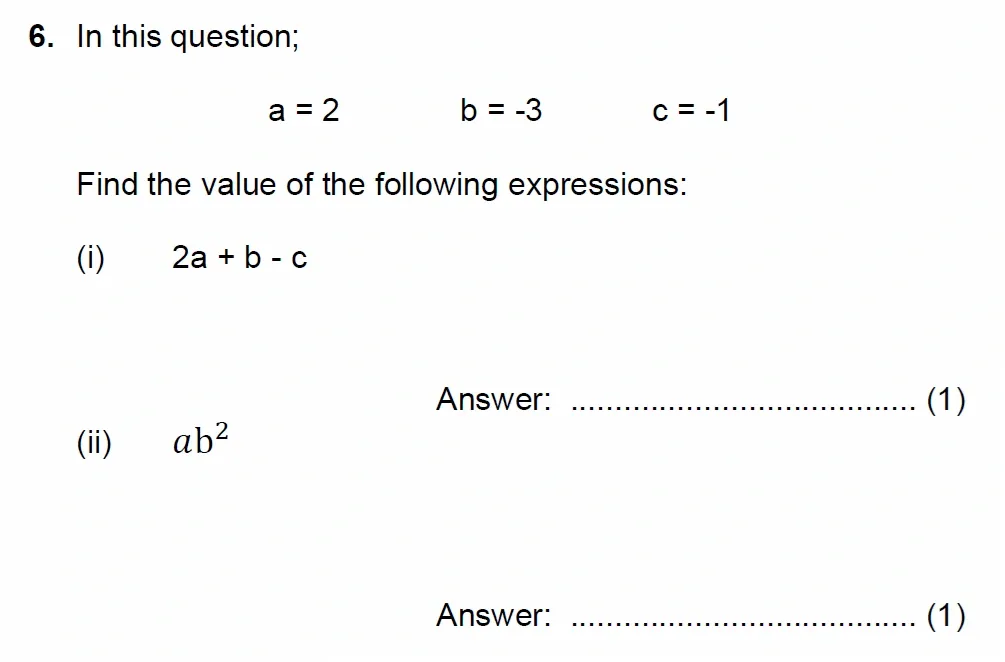 Question 06(i, ii) - Chigwell School 13 Plus Maths Specimen Paper