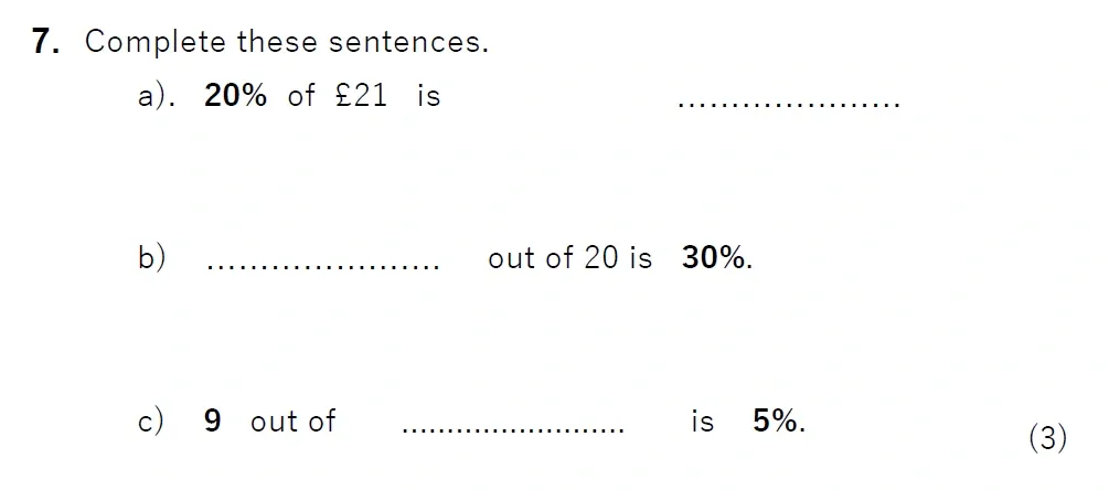 Question 07(a, b, c) - Chigwell School 13 Plus Maths Specimen Paper
