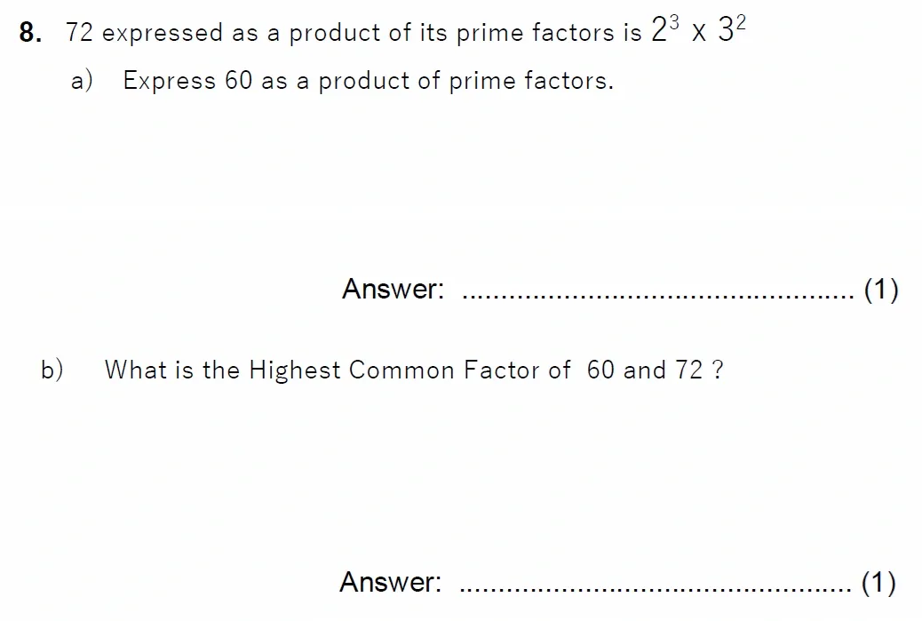 Question 08(a, b) - Chigwell School 13 Plus Maths Specimen Paper
