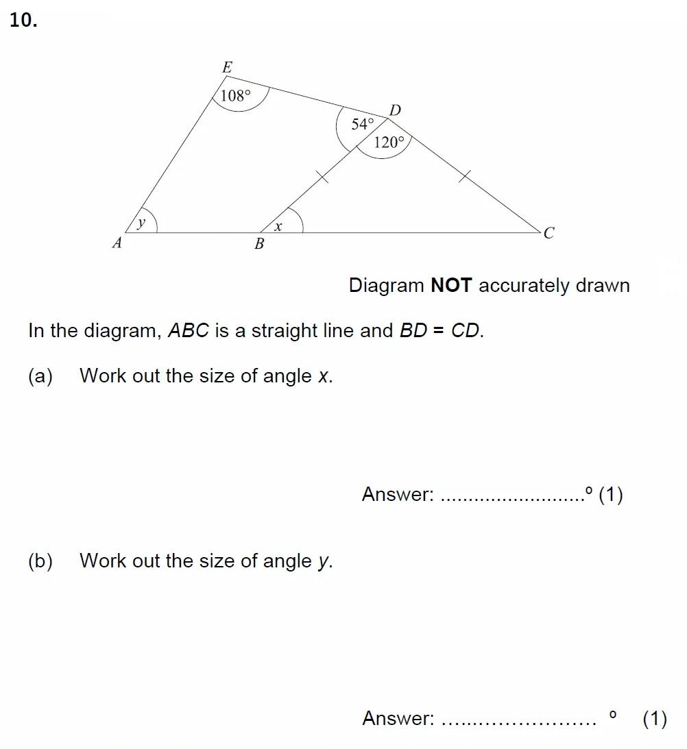 Question 10(a, b) - Chigwell School 13 Plus Maths Specimen Paper