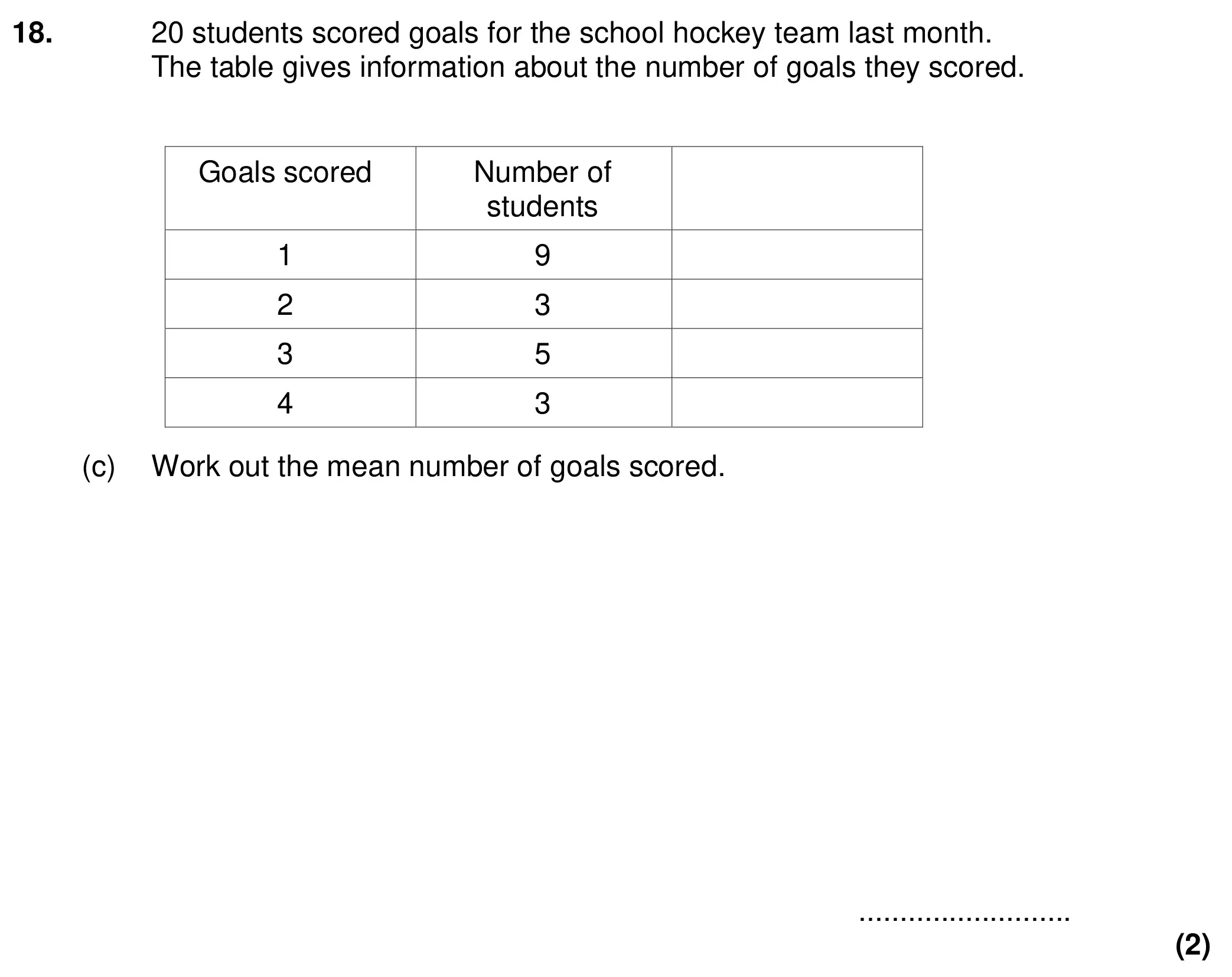 Question 18(c) - Chigwell School 13 Plus Maths Specimen Paper 2026