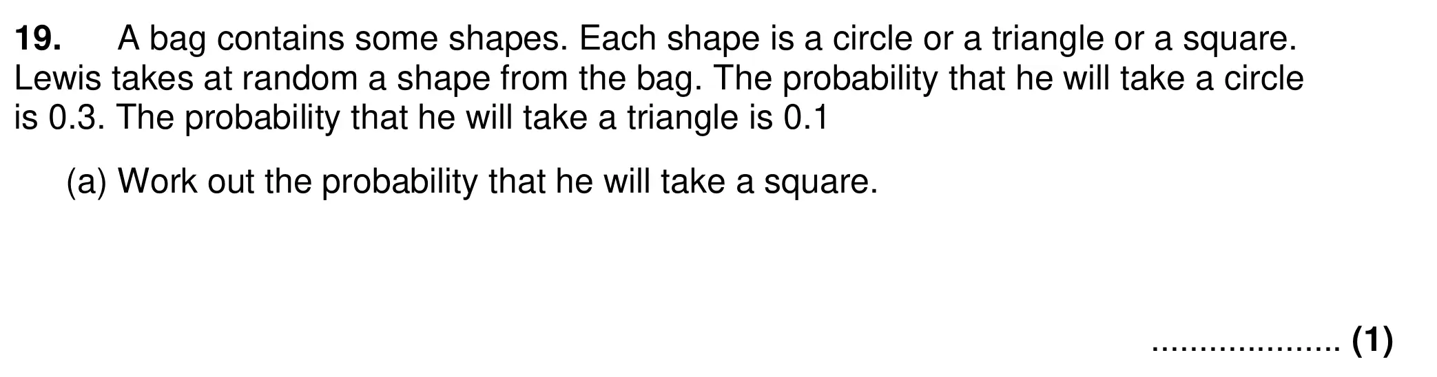 Question 19(a) - Chigwell School 13 Plus Maths Specimen Paper 2026