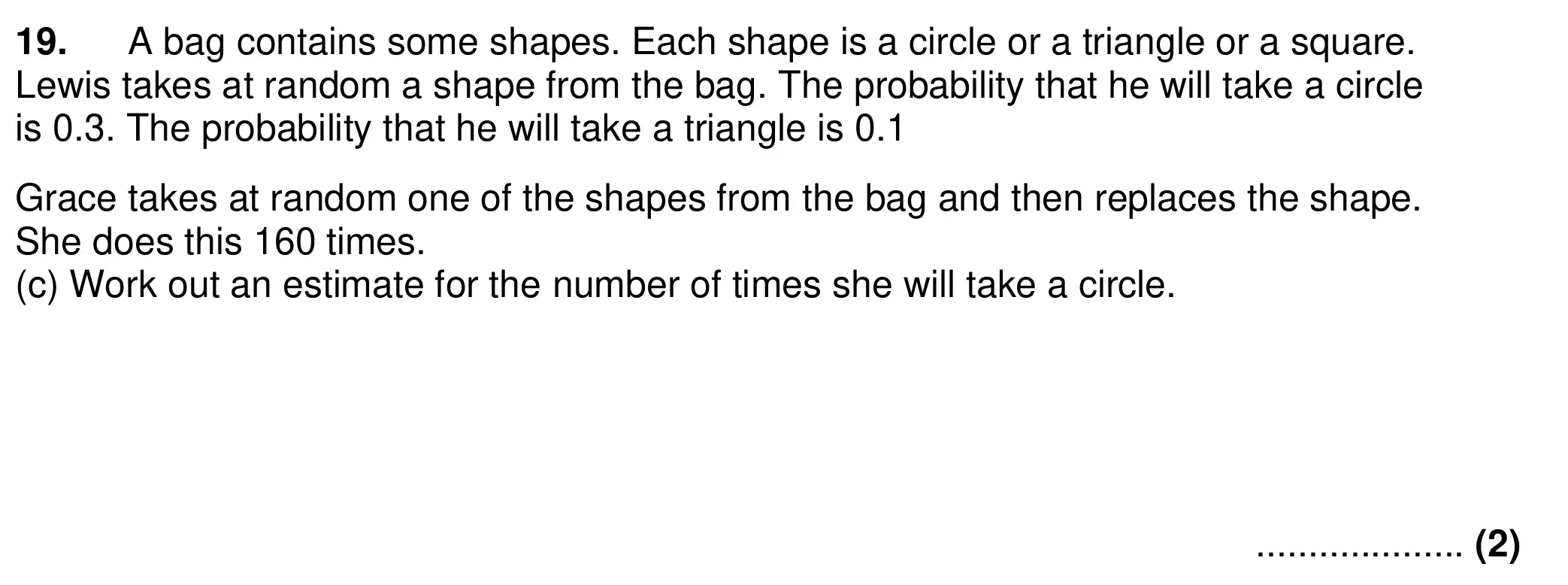 Question 19(c) - Chigwell School 13 Plus Maths Specimen Paper 2026