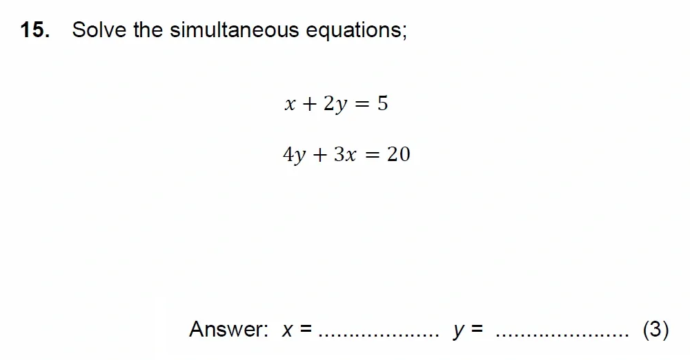 Question 15 - Chigwell School 13 Plus Maths Specimen Paper