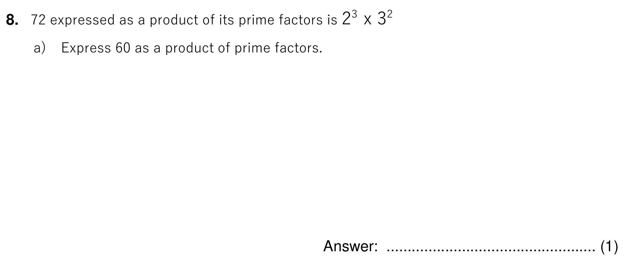 Question 8(a) - Chigwell School 13 Plus Maths Specimen Paper 2026