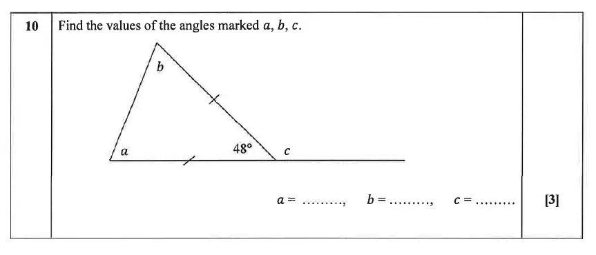 Question 10(10(a),10(b),10(c)) - Christ’s Hospital – Residential Assessment Year 9 Maths 2014