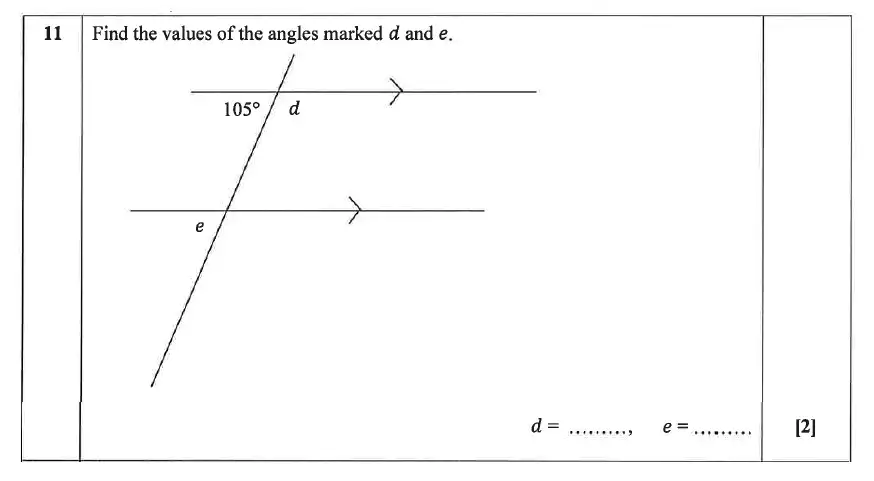 Question 11(11(a),11(b)) - Christ’s Hospital – Residential Assessment Year 9 Maths 2014