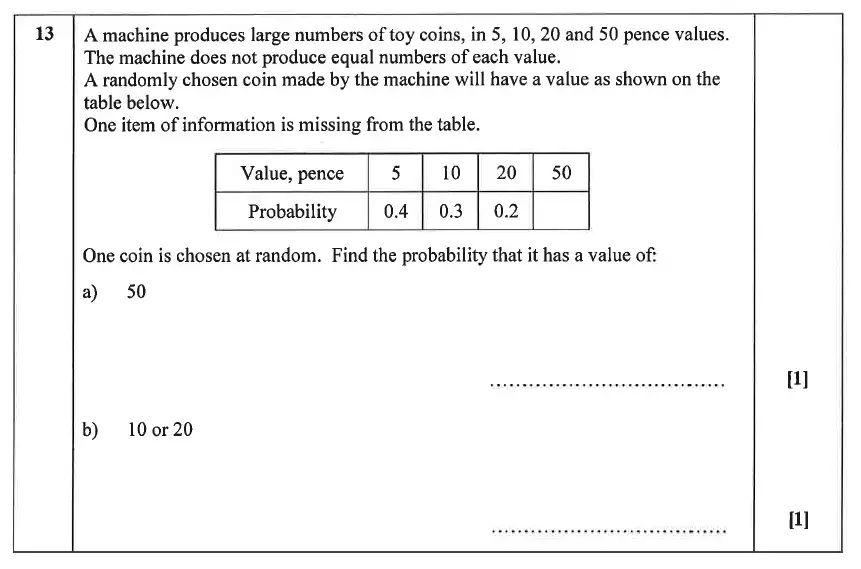 Question 13(13(a),13(b)) - Christ’s Hospital – Residential Assessment Year 9 Maths 2014
