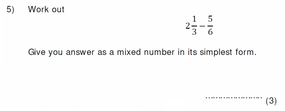 Question 05 - Colfe's School 13 Plus Examination Maths Sample Paper