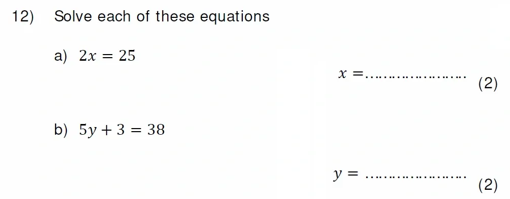 Question 12(a, b) - Colfe's School 13 Plus Examination Maths Sample Paper 2026