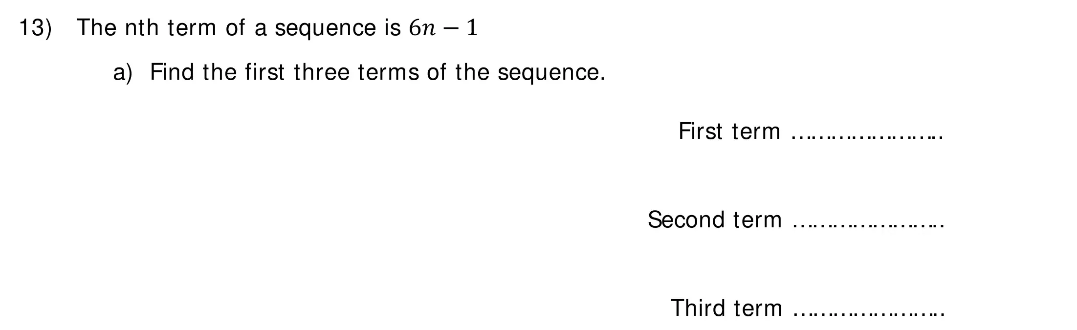 Question 13(a) - Colfe's School 13 Plus Examination Maths Sample Paper 2026