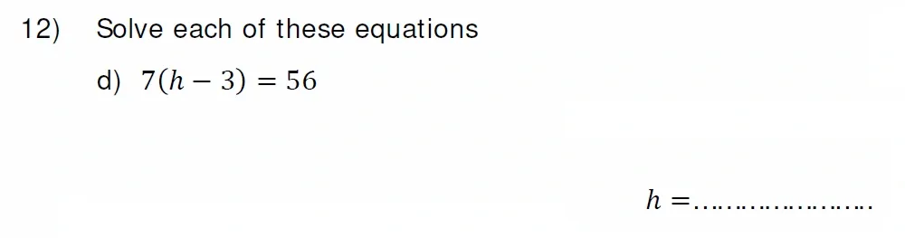 Question 12(d) - Colfe's School 13 Plus Examination Maths Sample Paper