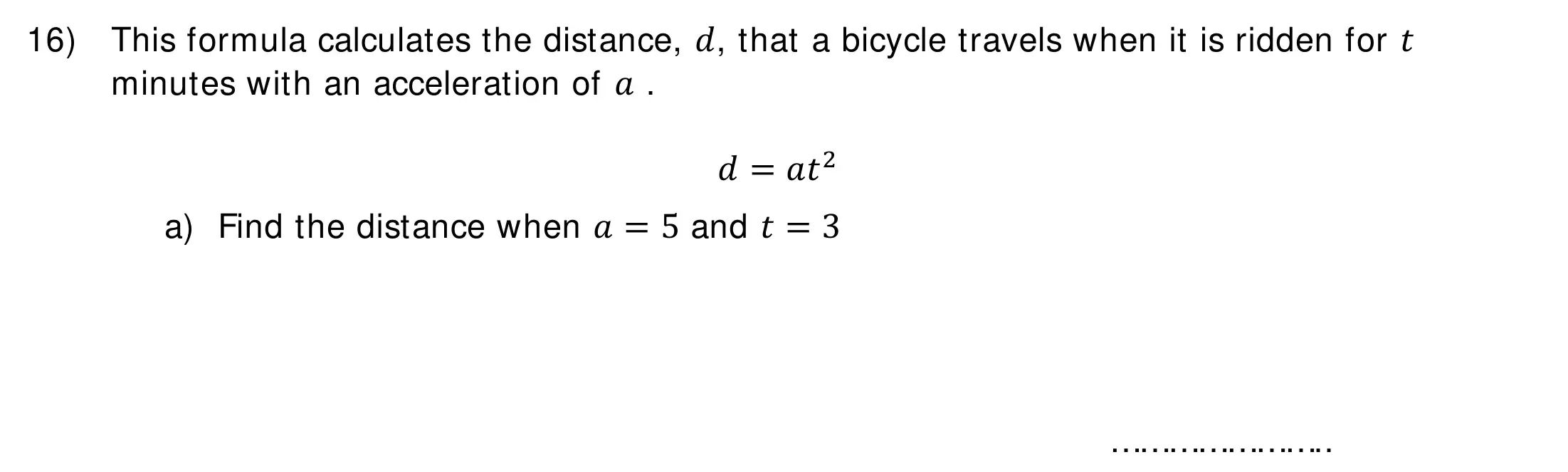 Question 16(a) - Colfe's School 13 Plus Examination Maths Sample Paper 2026