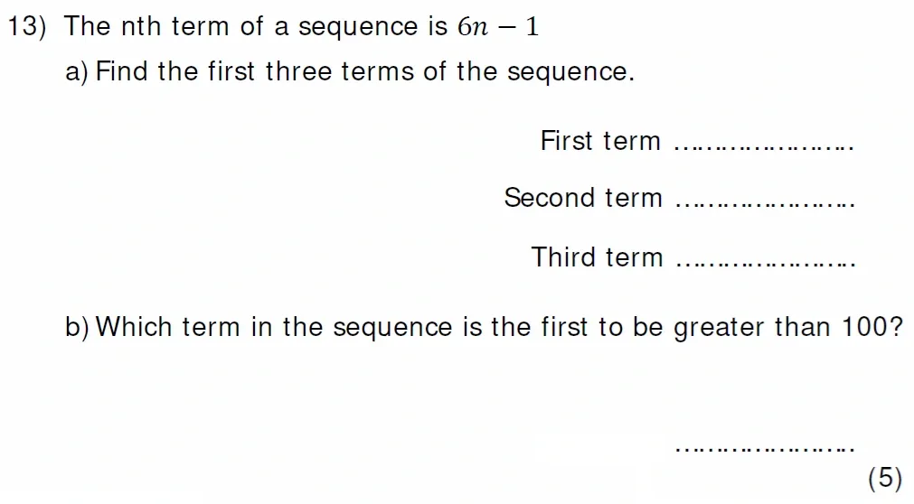 Question 13(a, b) - Colfe's School 13 Plus Examination Maths Sample Paper