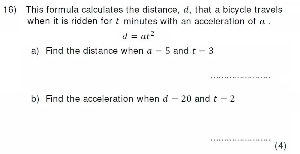 Question 16(a, b) - Colfe's School 13 Plus Examination Maths Sample Paper