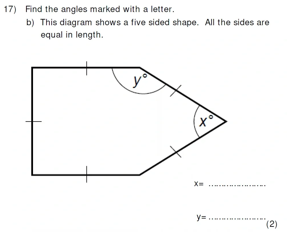Question 17(b) - Colfe's School 13 Plus Examination Maths Sample Paper