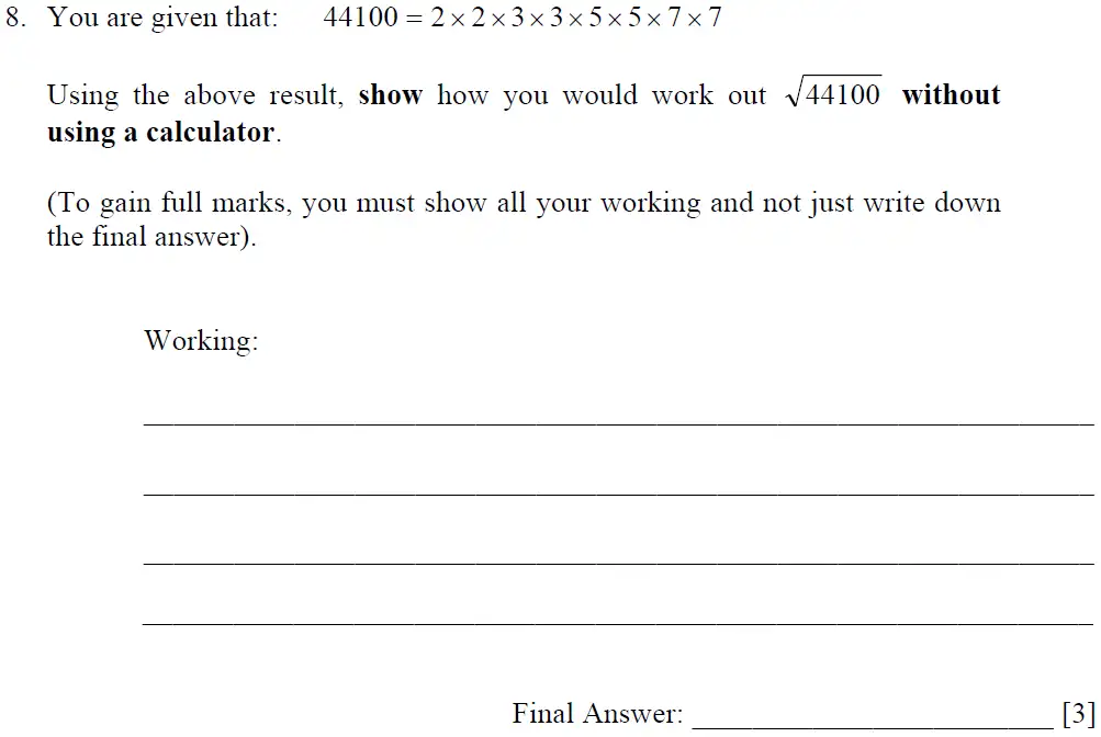 Question 8 - Dulwich College – 13 Plus Maths Sample Paper 1 2023