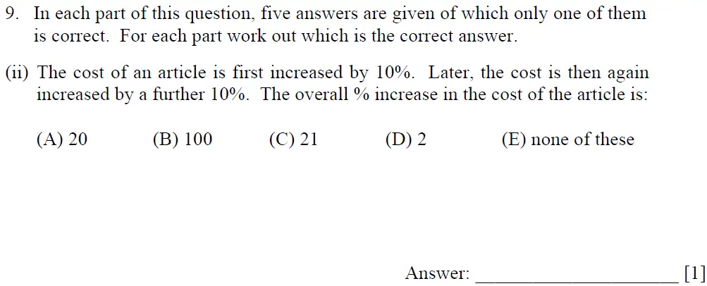 Question 9(ii) - Dulwich College – 13 Plus Maths Sample Paper 1 2023