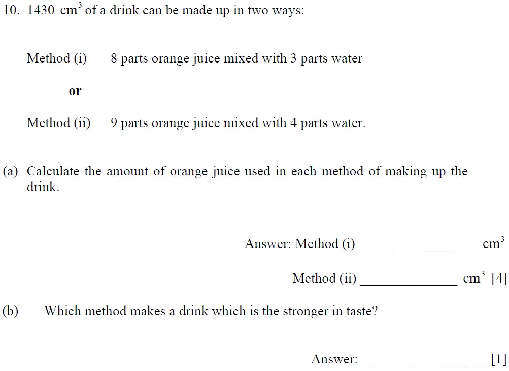 Question 10(10(a),10(b)) - Dulwich College – 13 Plus Maths Sample Paper 1 2023