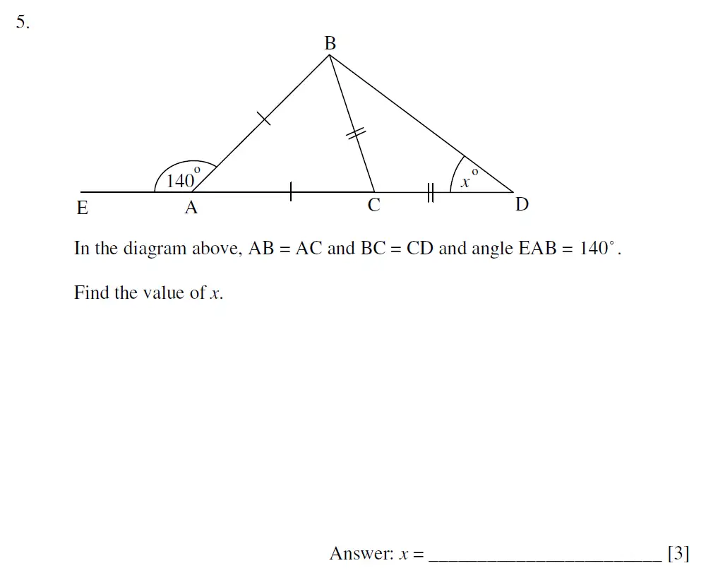 Question 5 - Dulwich College – 13 Plus Maths Sample Paper 2 2023