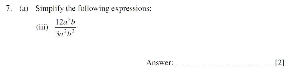 Question 7(a)(iii) - Dulwich College – 13 Plus Maths Sample Paper 2 2023
